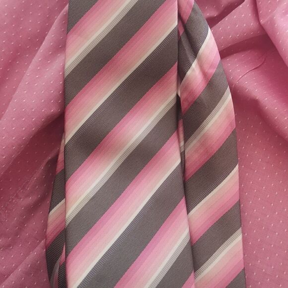 Strauss Men Button Down Shirt & Tie Combo Tie 100% Silk 14.5 Pink - Picture 11 of 16